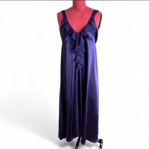 OSCAR DE LA RENTA PINK LABEL NAVY BLUE SILK MAXI SLIP DRESS SZ XS